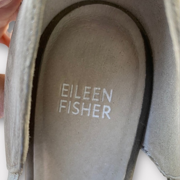 Eileen Fisher Gray Suede Gray Grey Leather Peep Toe Pump Elastic Side Size 8.5 - Picture 9 of 10